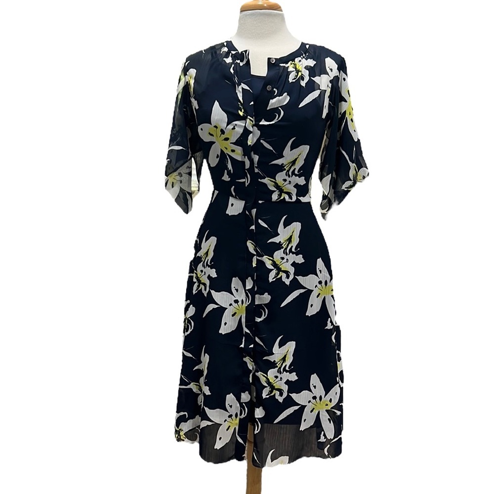 Club Monaco Blue Floral Print Dress Size 00